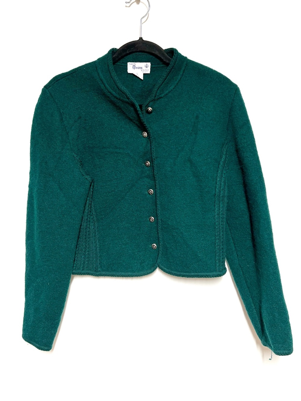 Vintage Deans of Scotland Green Thick Boiled Scottish Wool Cardigan Womens M